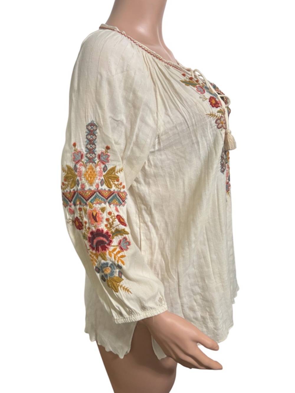JOHNNY WAS Women’s Embroidered Peasant Blouse - Picture 5 of 13